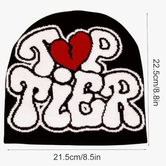 Beanie Y2K, Graphic Beanie Y2K, Top Tier Black & White Beanie - Picture 5 of 5
